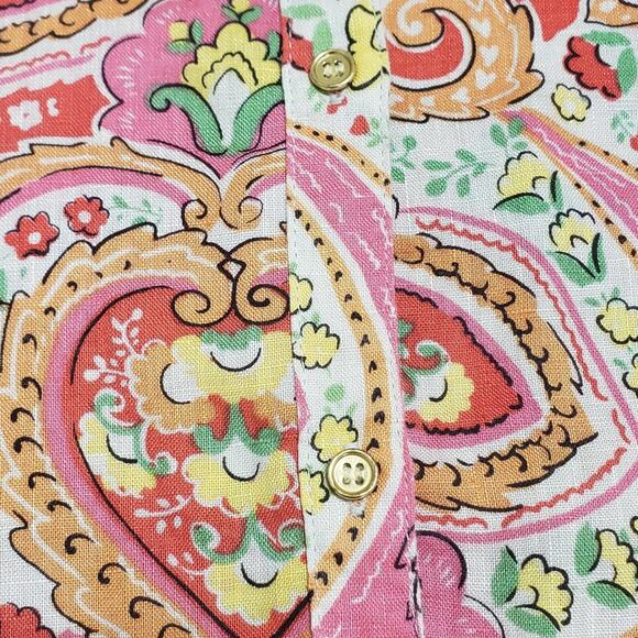 Charter Club Womens 100% Linen Floral Paisley Button Up Shirt Pink Multi Large - Picture 12 of 14
